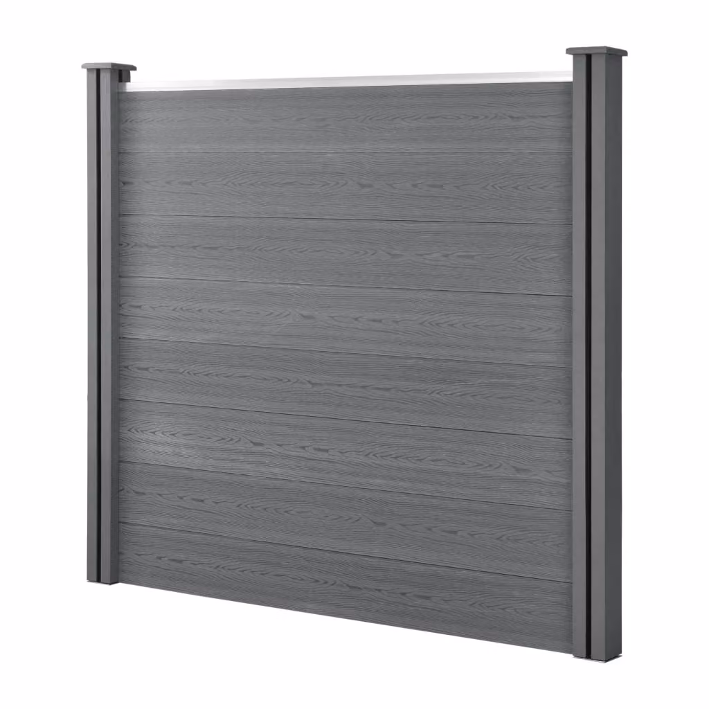 Recinzione per la privacy da giardino in legno composito WPC grigio con 4 pali, L: 314 cm, H: 165 cm – 2