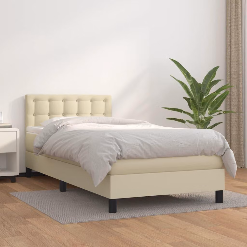 Maison Exclusive - Letto boxspring con materasso color crema 90x190 cm in ecopelle