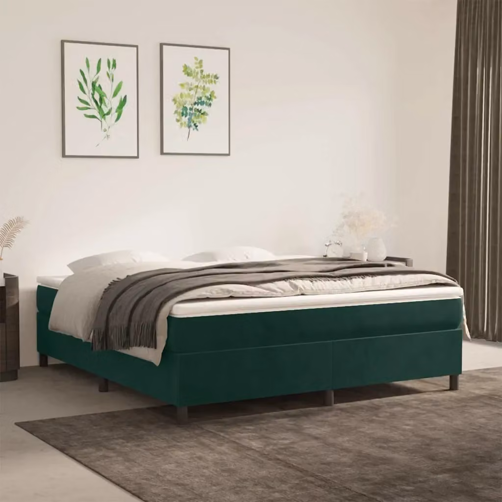 Letto matrimoniale moderno in velluto verde con rete a doghe curvate L/P: 180 x 200 cm – 2