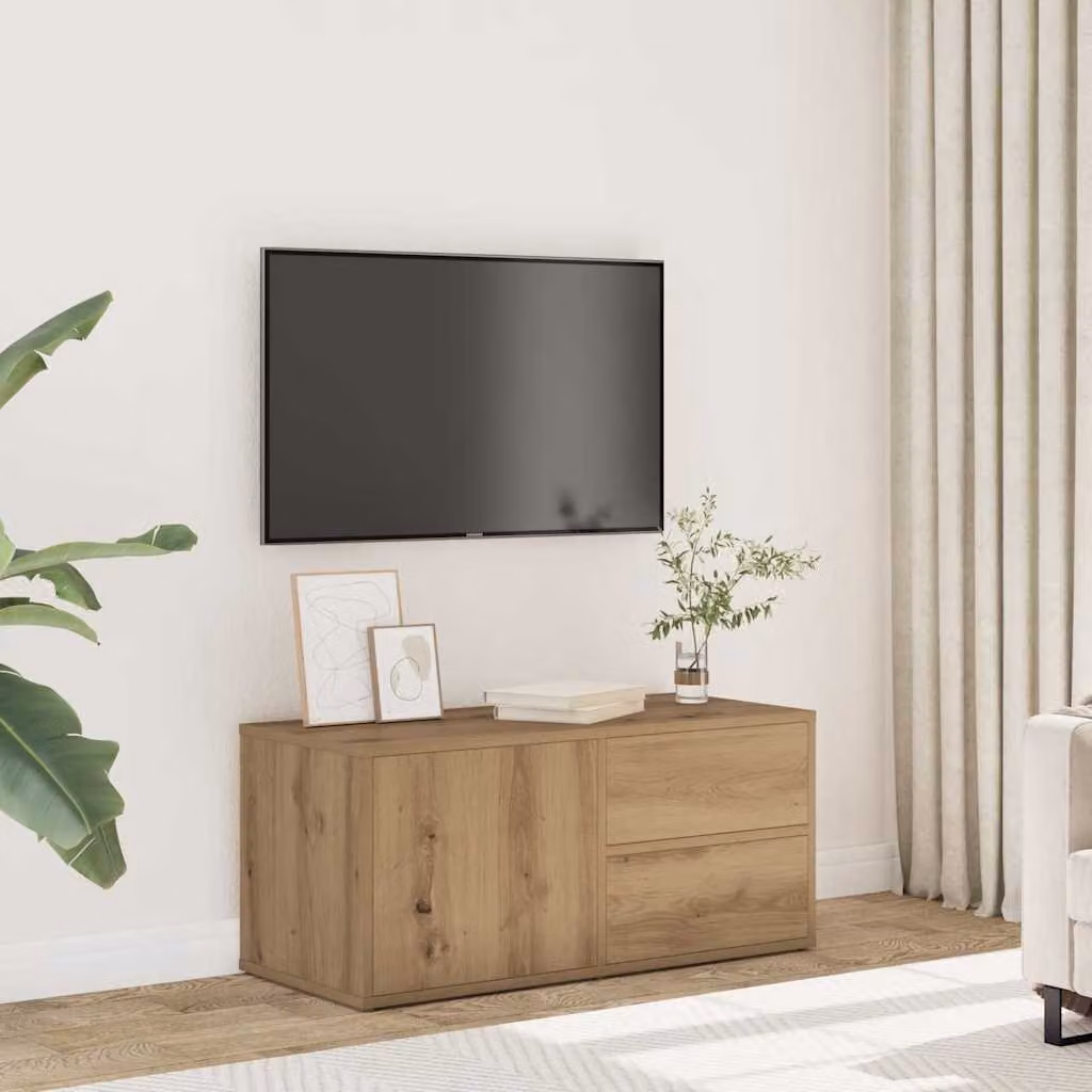 vidaXL Mobile Porta TV Moderno in Rovere Marrone con Ruote L 80 cm x P 34 cm x H 35,5 cm