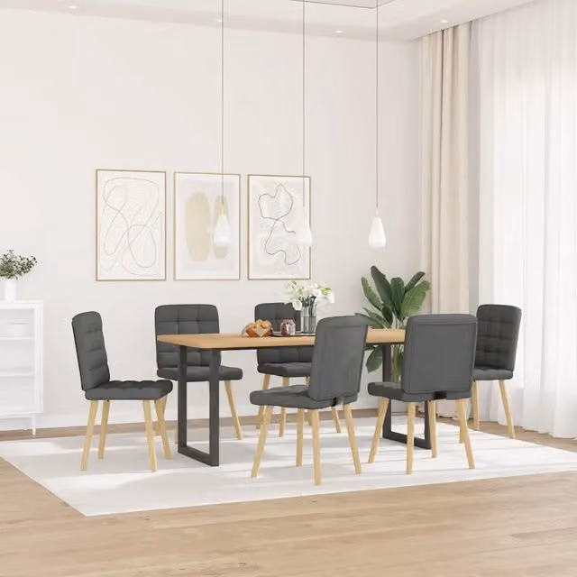 Sedie da Pranzo 6 pz Grigio Scuro in Tessuto 3315462