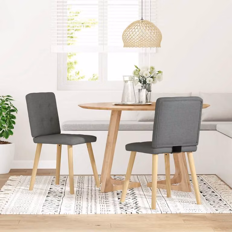 Sedie da Pranzo 2 pz Grigio Scuro in Tessuto