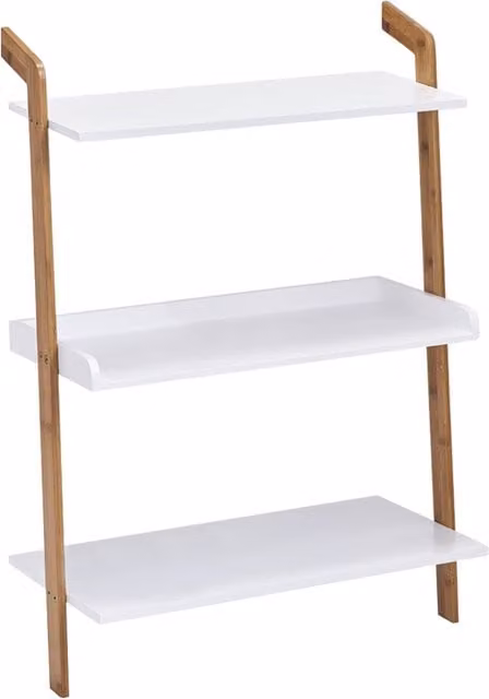 Organizer Zeller in Bamboo e MDF Bianco con 3 Ripiani Regolabili