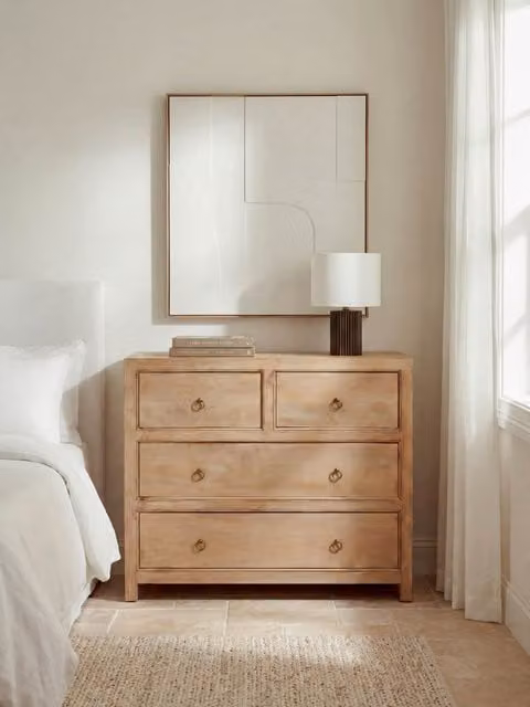 Comò in legno di mango e metallo stile rustico Kenay Home, colore marrone e oro