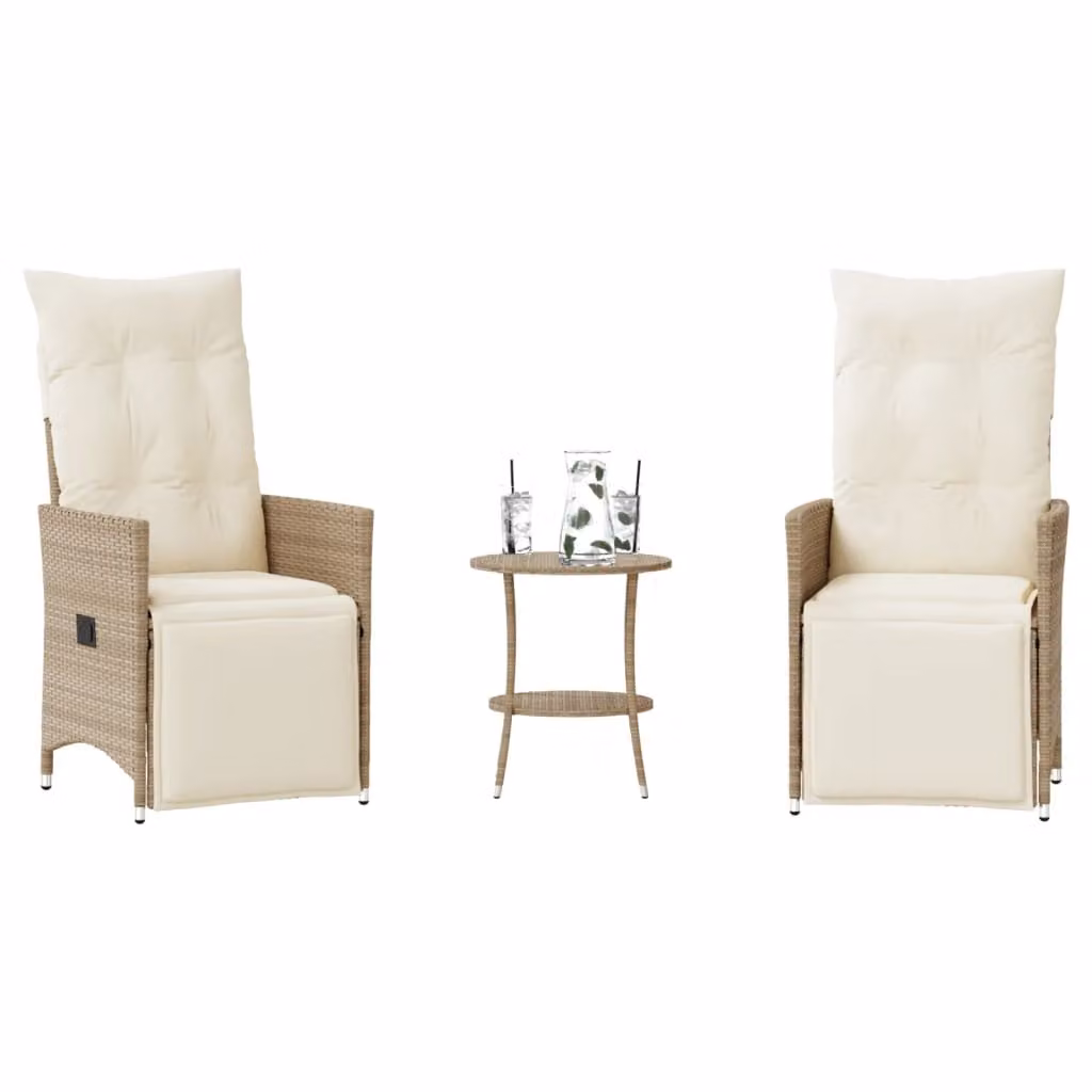 Maison Exclusive - Set da bistrot 3 pezzi con cuscini in polyrattan beige