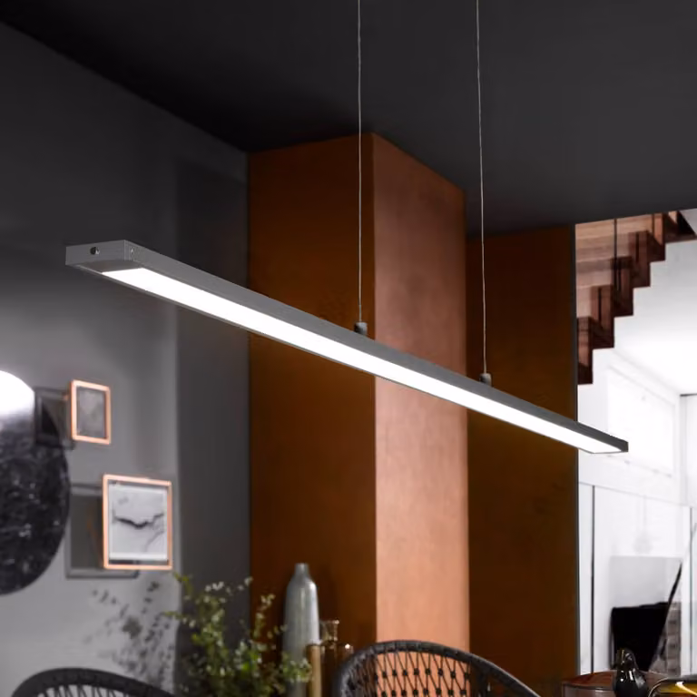 FISCHER & HONSEL Lampada a sospensione Marlo, dimmerabile, Alluminio / Grigio / Zincato, Soggiorno / Sala da pranzo, Metallo, Moderno, Lampada a sospensione