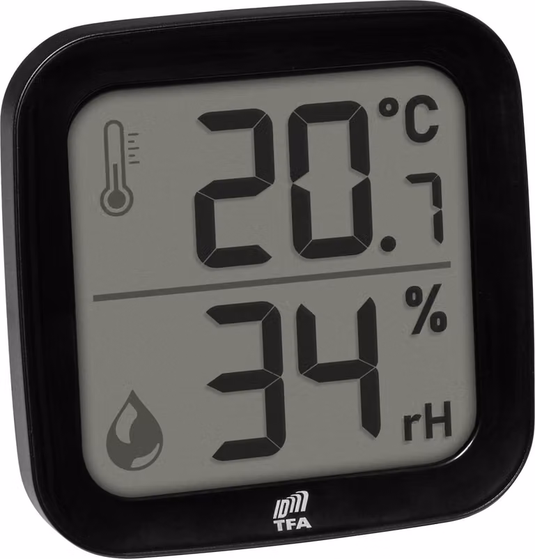 TFA.me Trasmettitore termoigrometrico ID-A0 INDOOR TFA 30.3908 Ampio display Temperatura Umidità dell'aria : Nero : Senza batterie