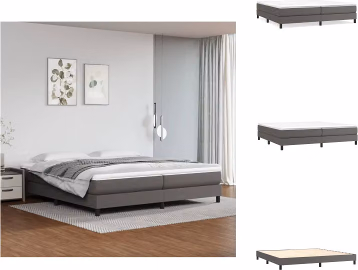 vidaXL Letto a molle con materasso grigio 200x200 cm in Pelle finta - Letti & strutture letto