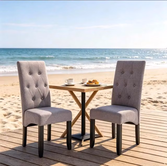 Sedia da pranzo 42x47x107 cm grigio chiaro – schienale alto, set da 2