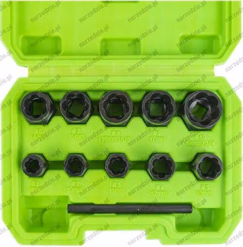 JBM D.51998 Set di bussole a cricchetto e innesto, da 10 a 19 mm, 9 pezzi