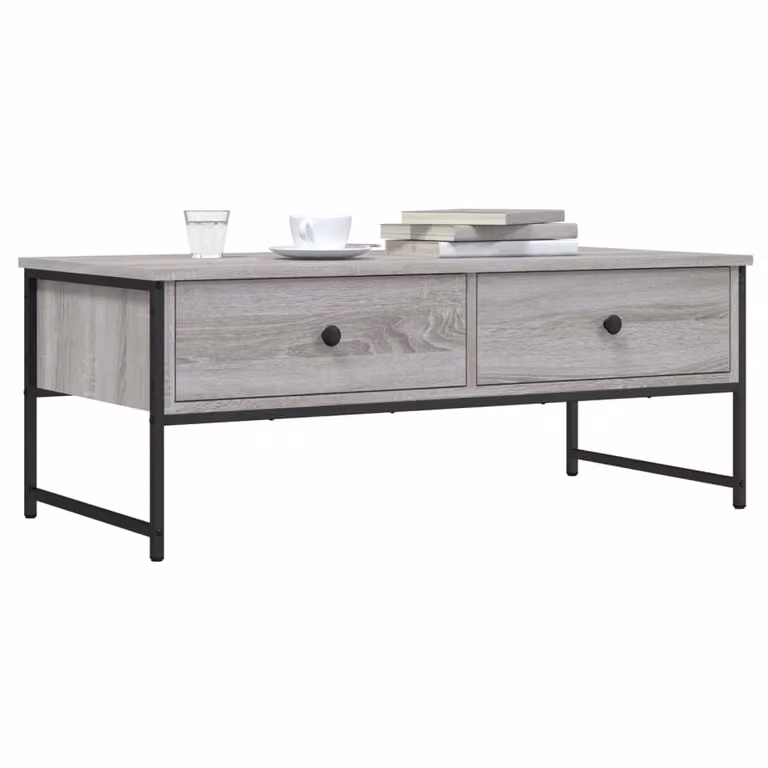 vidaXL Tavolino da salotto rettangolare in stile industriale, colore grigio, L 101 x P 49 x H 39,5 cm