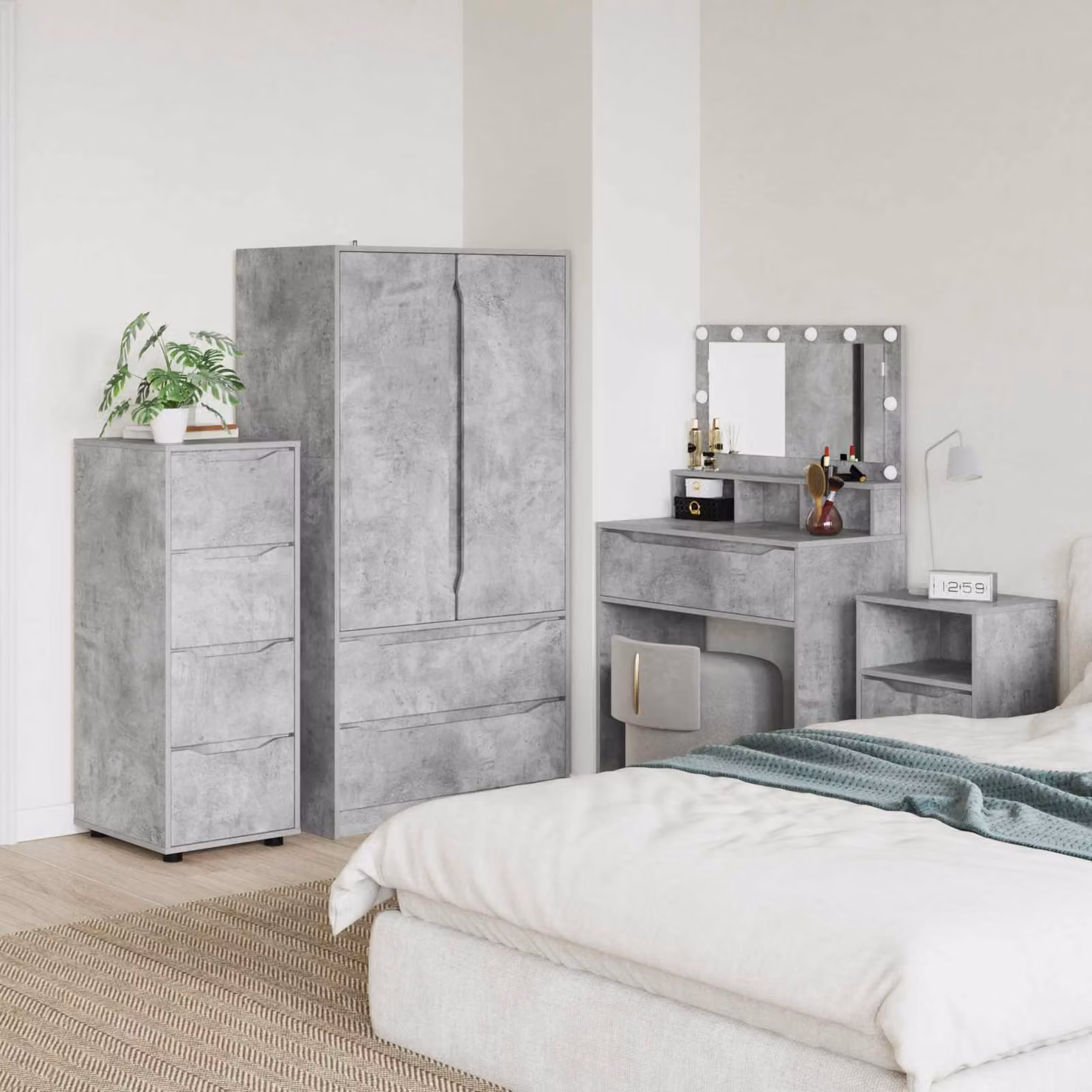 Armadio vidaXL in MDF Grigio con Ante a Battente e Cassetti Interni L: 40 cm, P: 48 cm, H: 105 cm