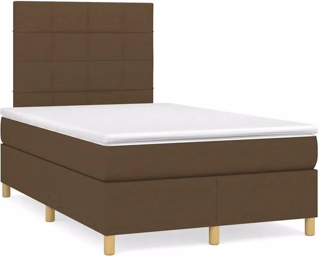 Letto Ibrido vidaXL con Materasso, Illuminazione LED e Porta USB, Tessuto Marrone Scuro e Bianco, L/P: 120 x 200 cm