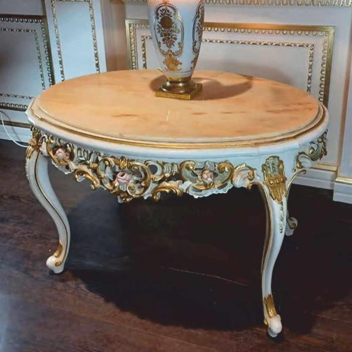 Casa Padrino tavolino barocco bianco / colorato / beige 95 cm - Italy