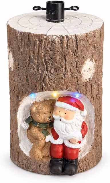 Base per Albero di Natale a Tronco Saint Joy con LED Animati e Personaggi 3D, Colore Marrone, per Alberi fino a 180 cm
