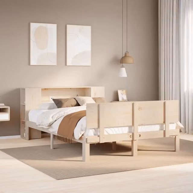 Letto Libreria senza Materasso 135x190 cm in Legno di Pino 3322626