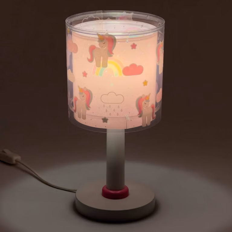Dalber Lampada da tavolo Unicorns, Violetto / Fucsia / Rosa, Cameretta, Plastica, Lampada da tavolo