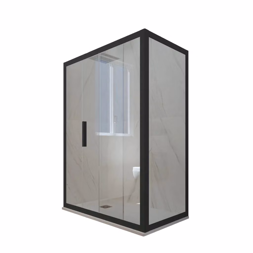Box doccia scorrevole rettangolare FORTE mod. Deco Duo con vetro trasparente e profilo nero matt L: 160 cm, H: 200 cm – 2