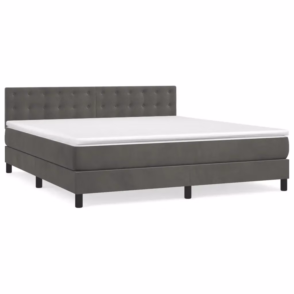 Letto Ibrido con Giroletto a Molle e Materasso vidaXL in Velluto Grigio e Bianco L/P/H: 160 x 200 x 78 cm – 2