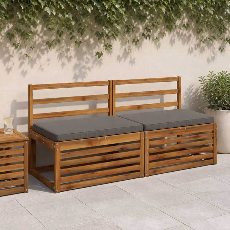 Set di 2 cuscini per panchina vidaXL VUGHT grigi in poliestere con rivestimento rimovibile e resistente ai raggi UV