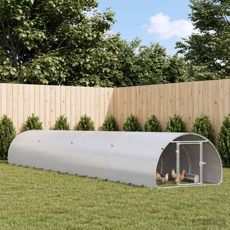 vidaXL Pollaio Argento 800 x 150 x 100 cm Acciaio zincato
