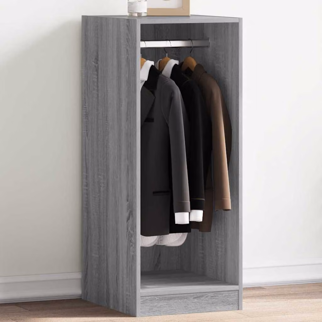 Armadio vidaXL Grigio Sonoma in Legno Multistrato e MDF con Ripiani e Appendiabiti, L 48 cm, P 41 cm, H 102 cm