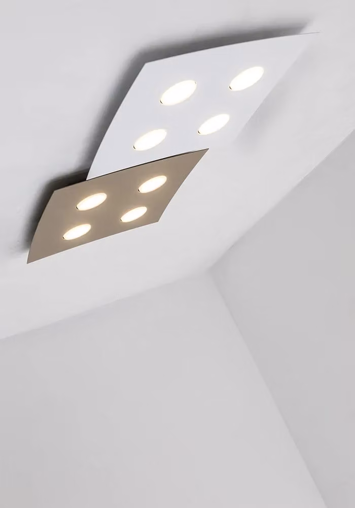 Plafoniera Spinnaker Rossini Group, lampada da soffitto e parete a LED con attacco GX53, design moderno, finitura beige, IP20 – 2