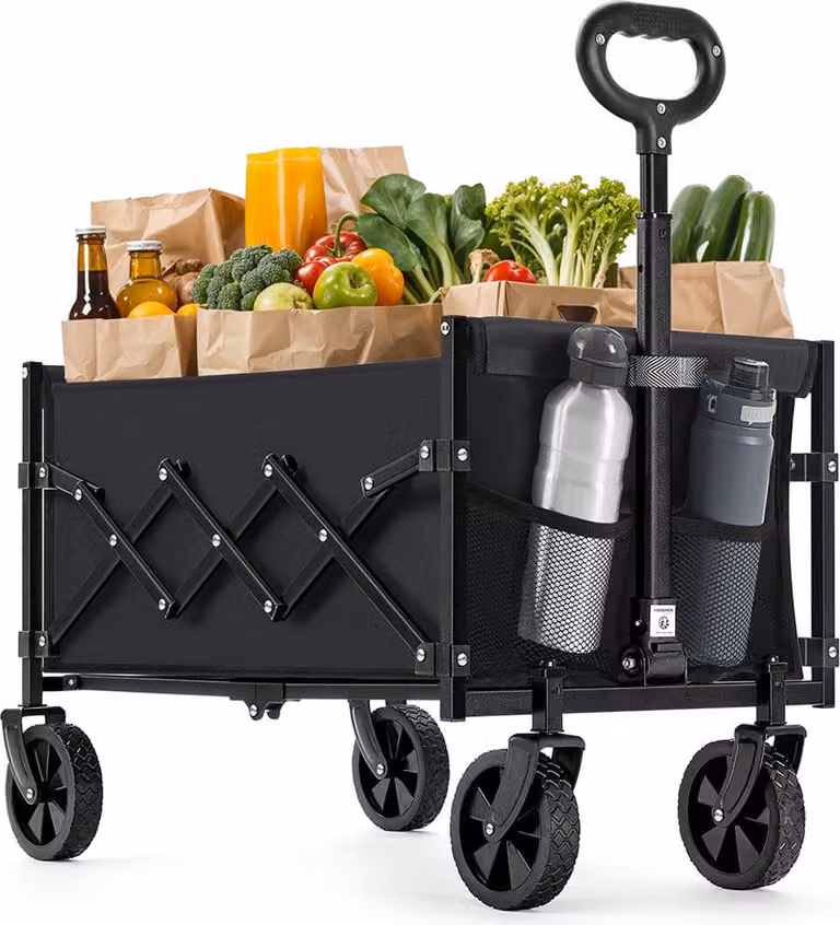 Carrello pieghevole per carichi fino a 150 kg, colore nero, dimensioni 67x42x90,5 cm