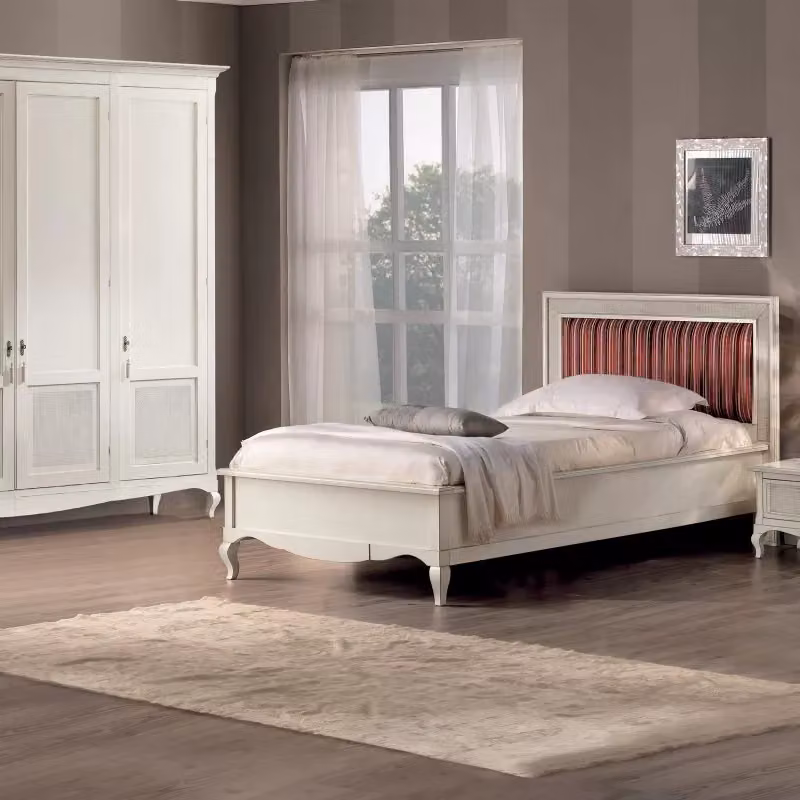 Armadio classico a 3 ante con paglia di Vienna in legno bianco shabby Mobili 2G L/P/H: 190 x 62 x 220 cm – 4