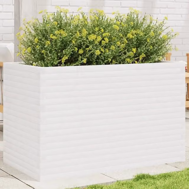 Fioriera da Giardino-Vaso da Esterno Bianca 110x60x68,5 cm Legno Massello Pino