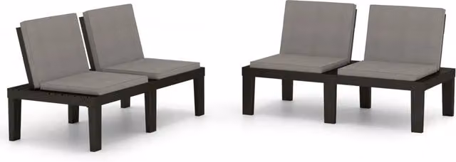 Panchine da Giardino | Panca da Giardino con Cuscini 2 pz in Plastica Grigio