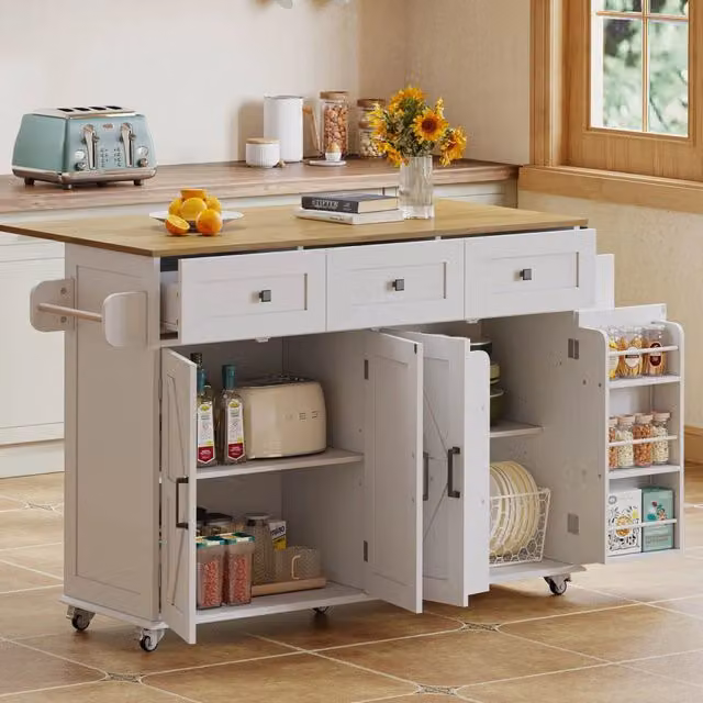 Isola da cucina mobile con piano pieghevole 140x43(70)x90,5 cm