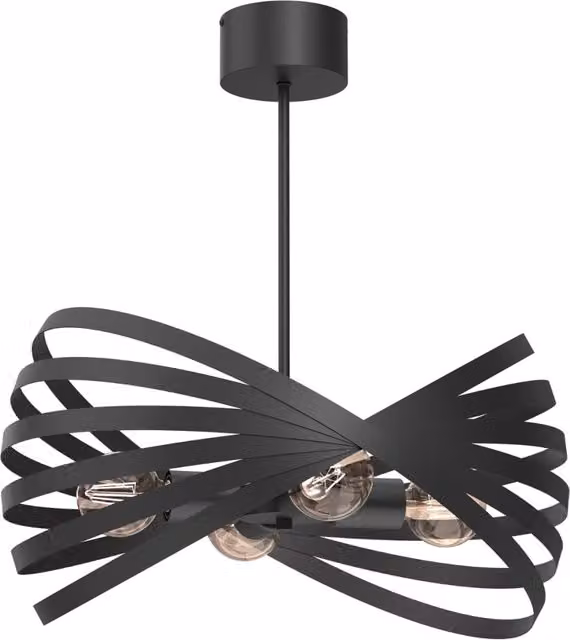 Lampadario a sospensione Luminex Sparkle nero opaco in metallo, Ø 50,5 cm, 4xE27