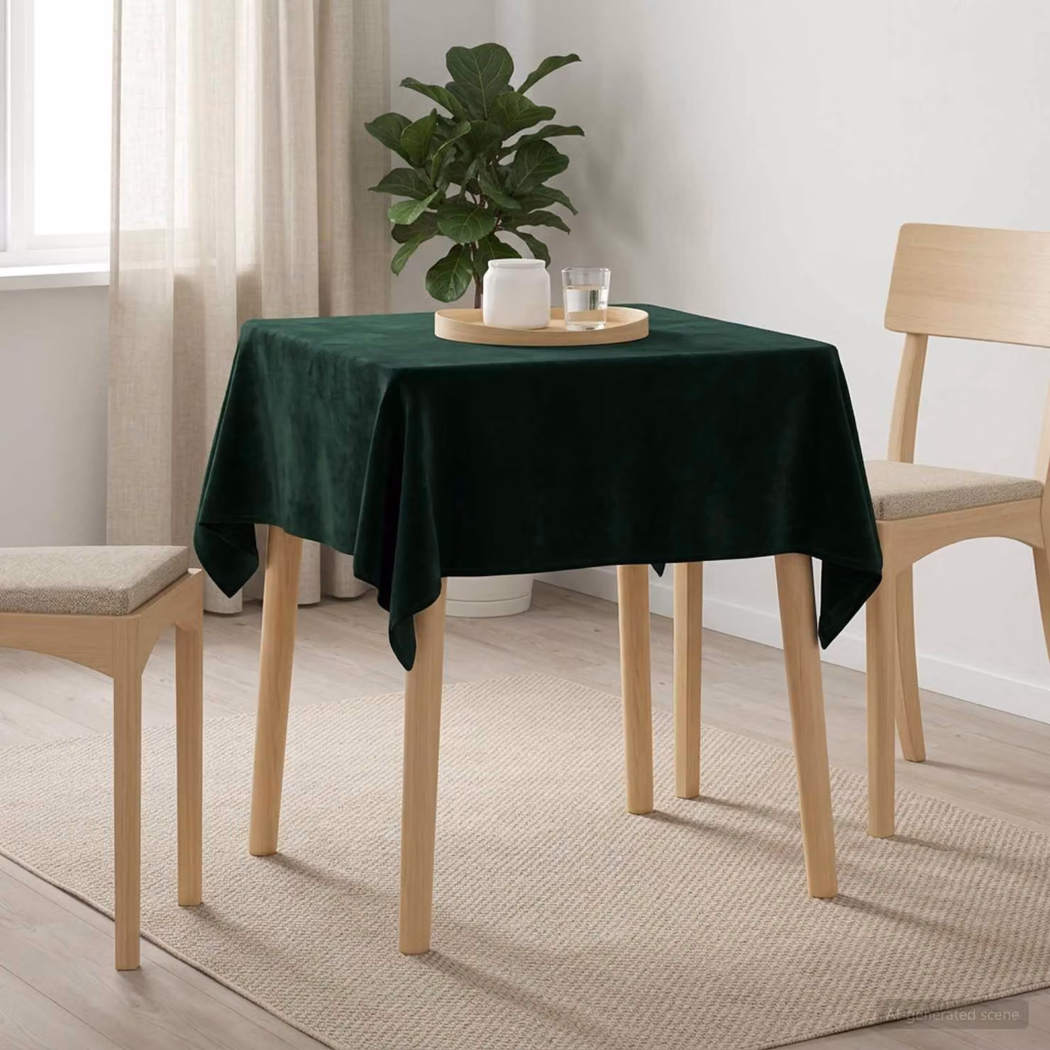 Set di 5 tovaglie quadrate vidaXL in poliestere verde, idrorepellenti e antimacchia, L 140 x L 140 cm