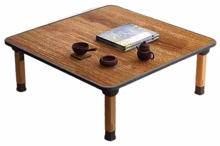Tavolino giapponese pieghevole, 80x80 cm, in MDF, forma quadrata