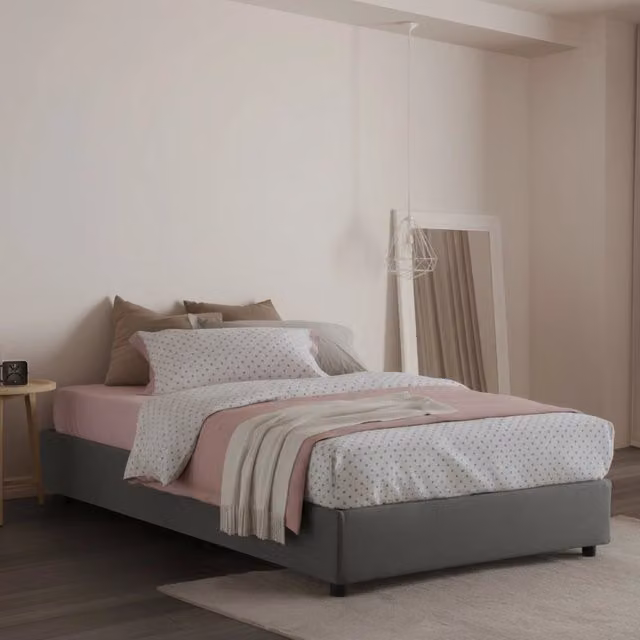 Letto Aftis Talamo Italia con Materasso Incluso, Grigio, L/P/H: 200 x 120 x 32 cm