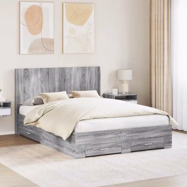 Struttura del letto con stoccaggio e testata Sonoma grigio 3414122
