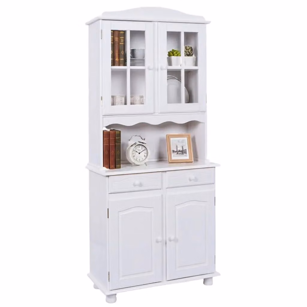 Madia Quadri DMORA, Credenza con 2 Cassetti e Ante a Battente, Bianco, L: 88 cm, P: 32 cm, H: 198 cm – 2