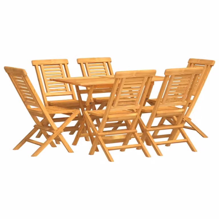Set da Pranzo da Giardino 7 pz in Legno Massello di Teak