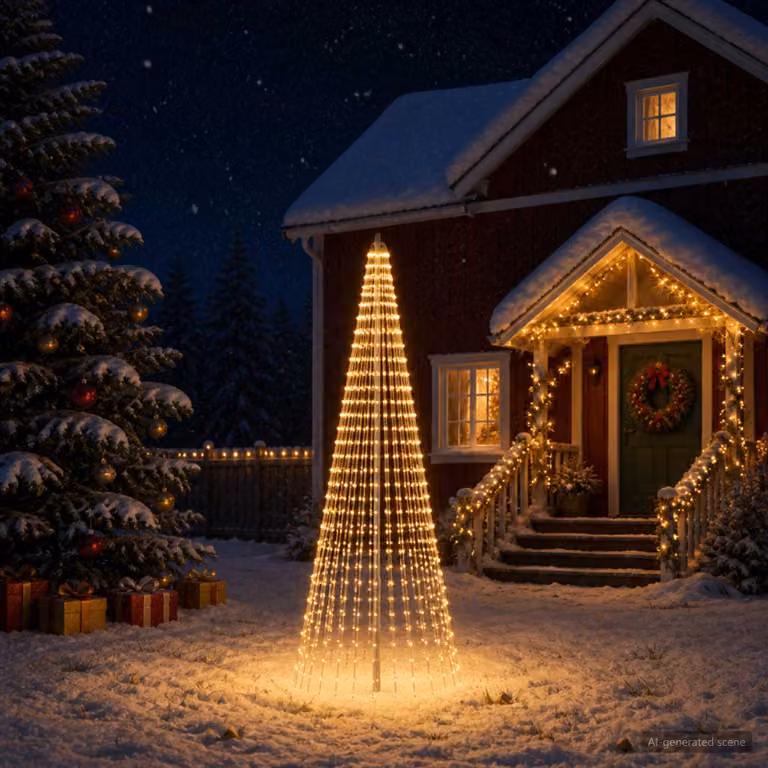 vidaXL Luci per albero di Natale con picchetti e asta per bandiera
