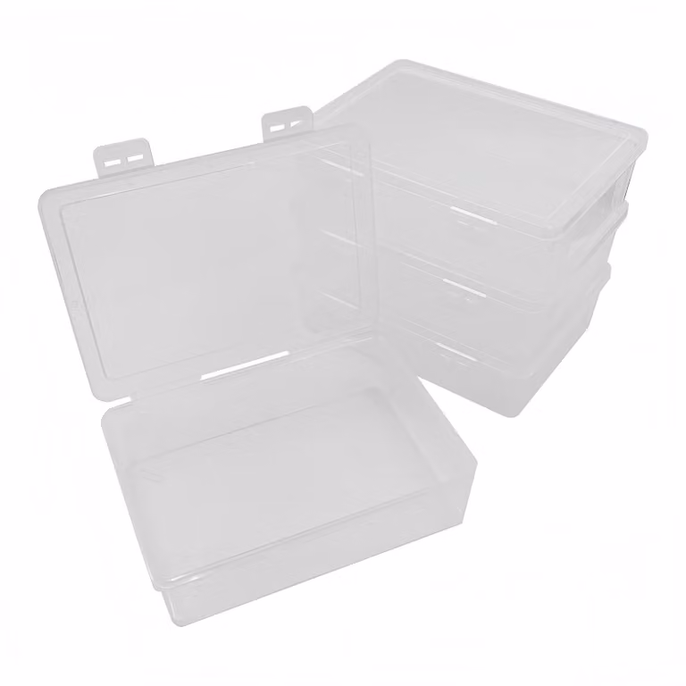 Set di 4 contenitori impilabili con coperchio, trasparenti
