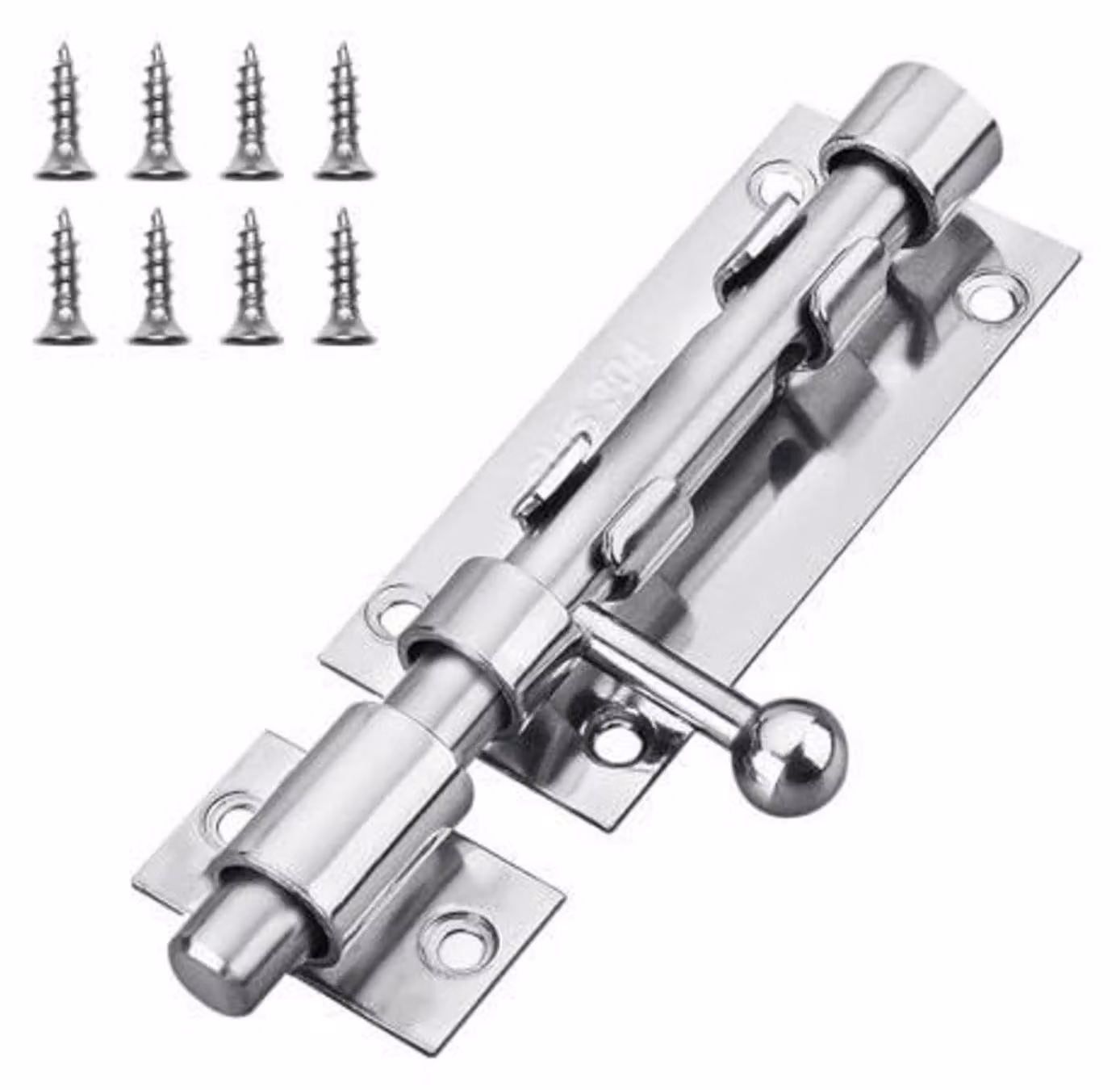 Gancio di sicurezza, barra di blocco, 105 mm, argento, acciaio inossidabile 304, con foro per lucchetto, per porte, finestre, cancelli