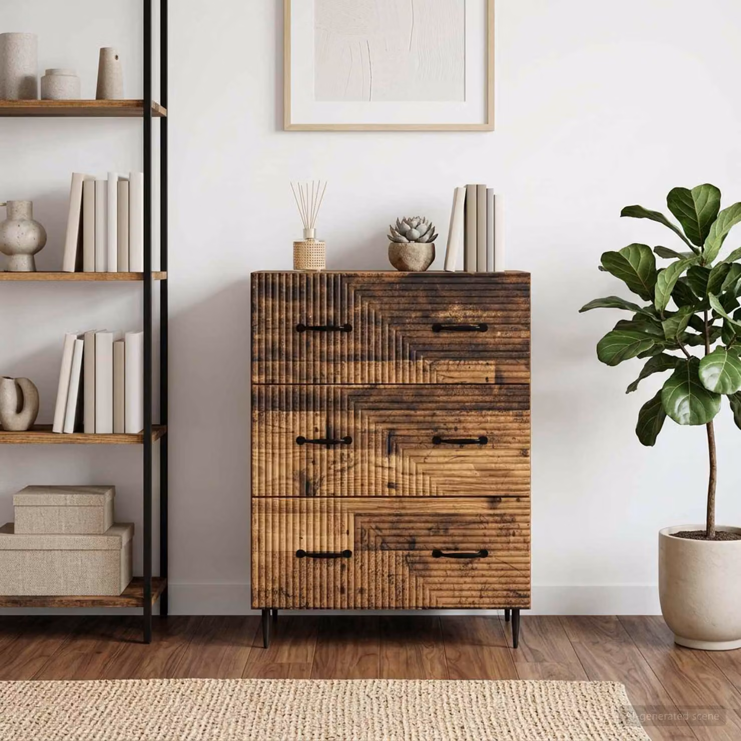 Carrello mobile con cassetti vidaXL in legno antico e metallo, colore marrone, L: 66 cm, P: 34,5 cm, H: 89,5 cm