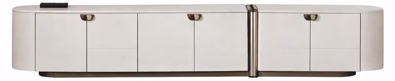 Mobile TV basso dalle linee minimaliste con eleganti dettagli in bronzo