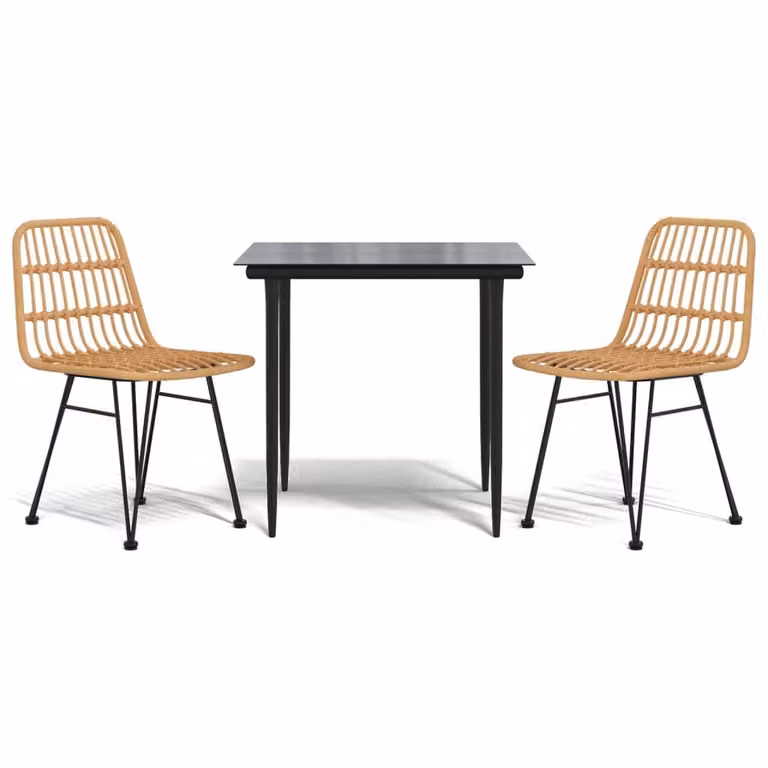 Set da Pranzo da Giardino 3 pz in Polyrattan