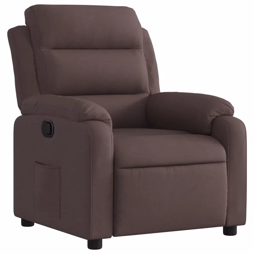 Poltrona Reclinabile Relax vidaXL in Tessuto Marrone con Braccioli e Leva Manuale – 2