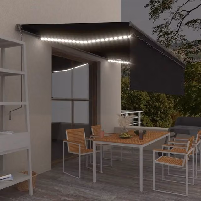 Tenda Automatica con Parasole Sensore Vento e LED 5x3 Antracite 3069474