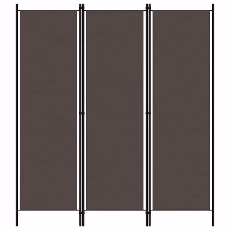 Paravento vidaXL a 3 pannelli marrone moderno in metallo e plastica L: 150 cm, H: 180 cm