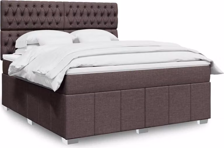 Maison Exclusive - Letto boxspring con materasso, marrone scuro, 180x200 cm, rivestimento in tessuto
