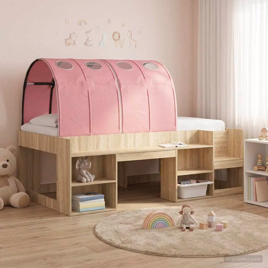 Set di 2 tunnel per letto vidaXL in poliestere rosa per adulti